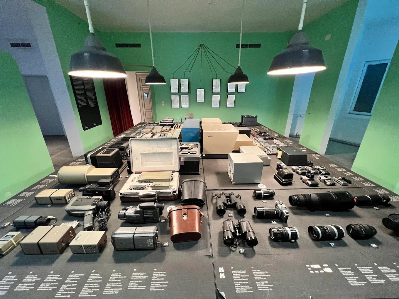 Surveillance equipment on display at the House of Leaves Museum in Tirana, Albania