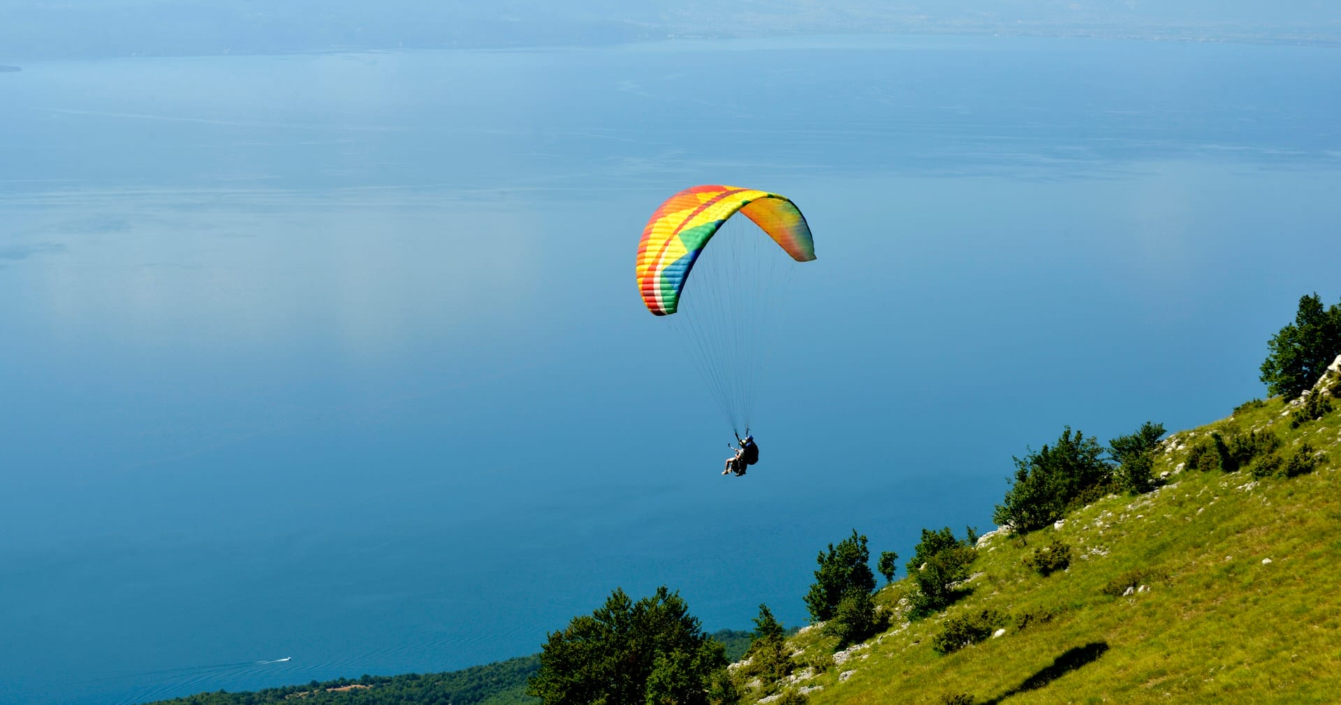 Tandem Paraglider over Lake Ohrid Albania