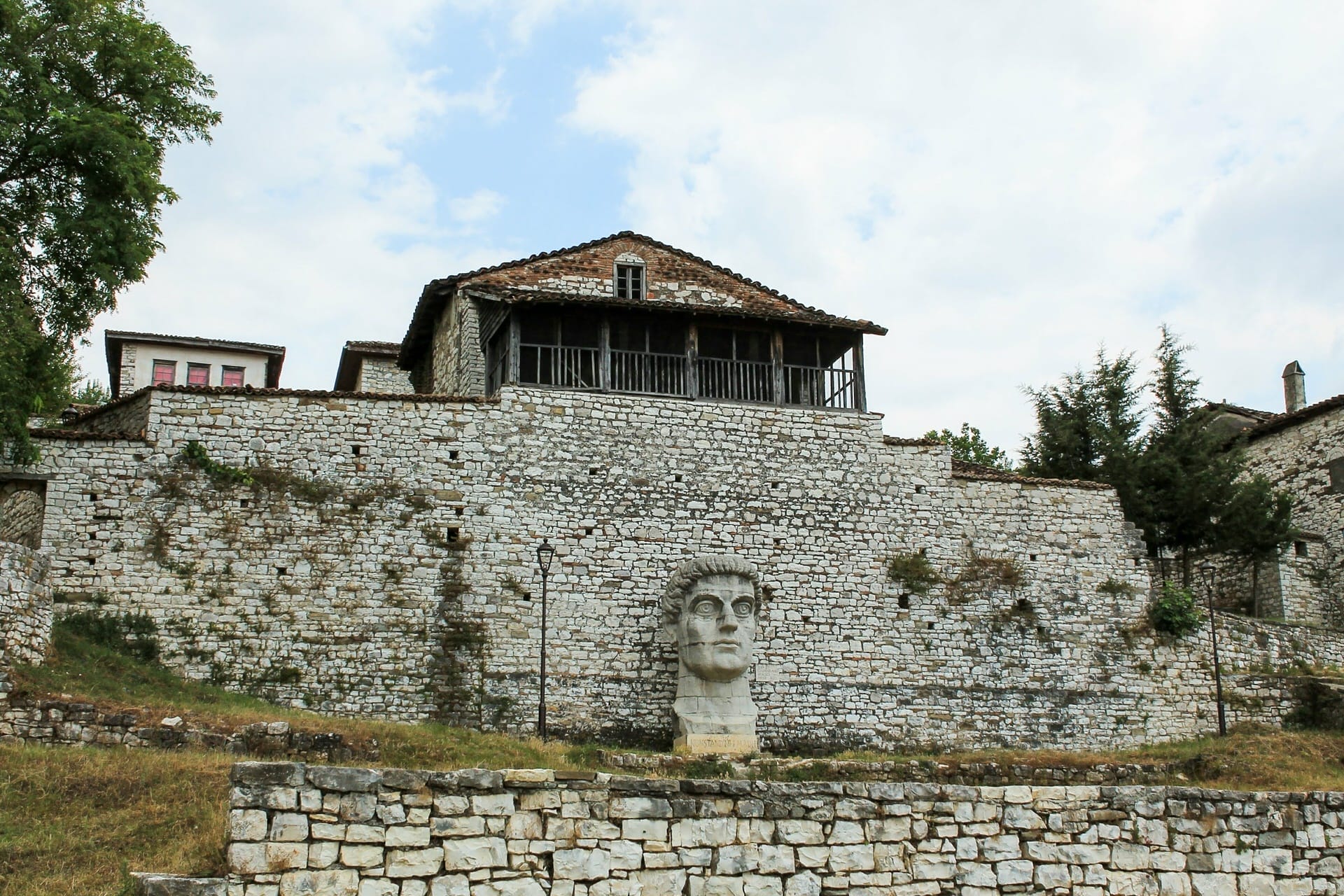 Statue of emperor Constantine in the fortress of Berat city, Albania