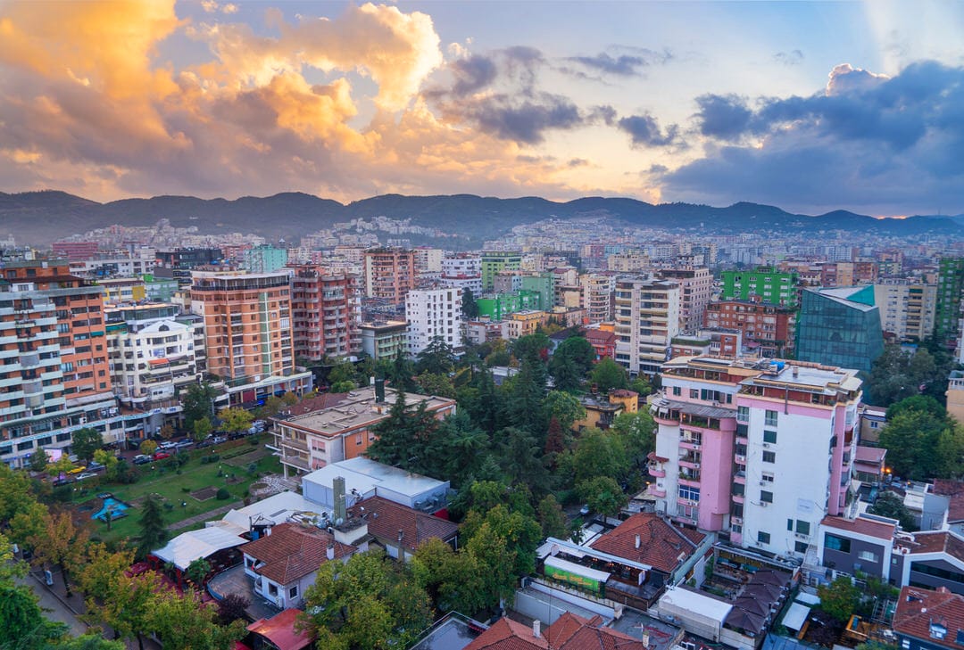 Aerial view of Tirana city