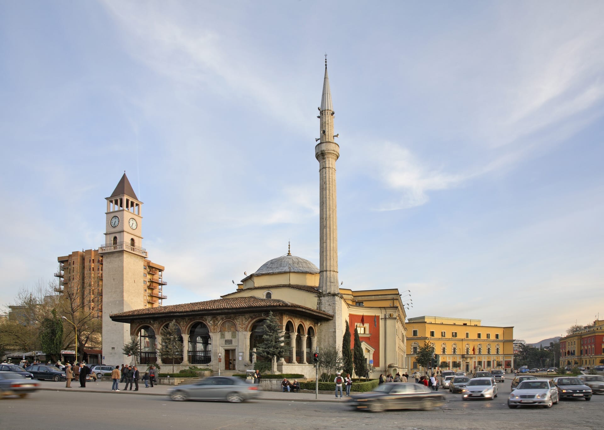 Ethem Bey mosque and clock tower in Tirana