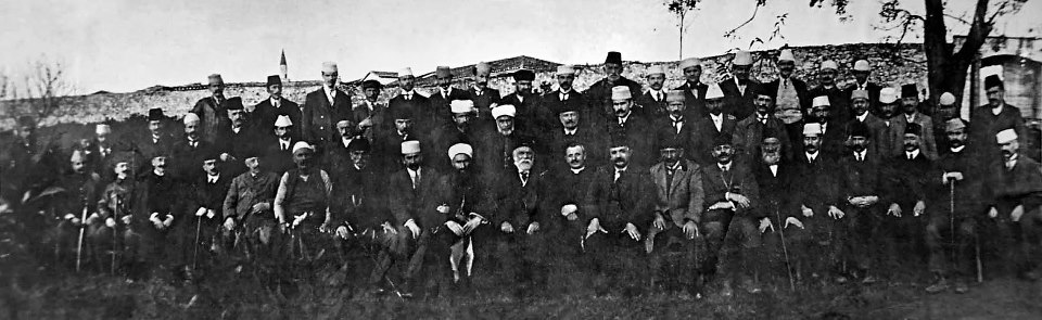 Members of the Assembly of Vlorë photographed in November 1912. Source