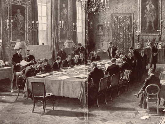 Signing of the Peace Treaty on 30 May 1913. Self-scanned, Public domain, via Wikimedia Commons