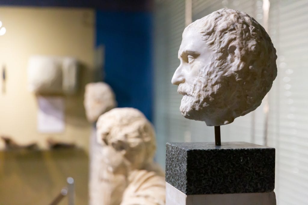 Ancient Illyrian sculptures displayed in National Historical Museum of Tirana