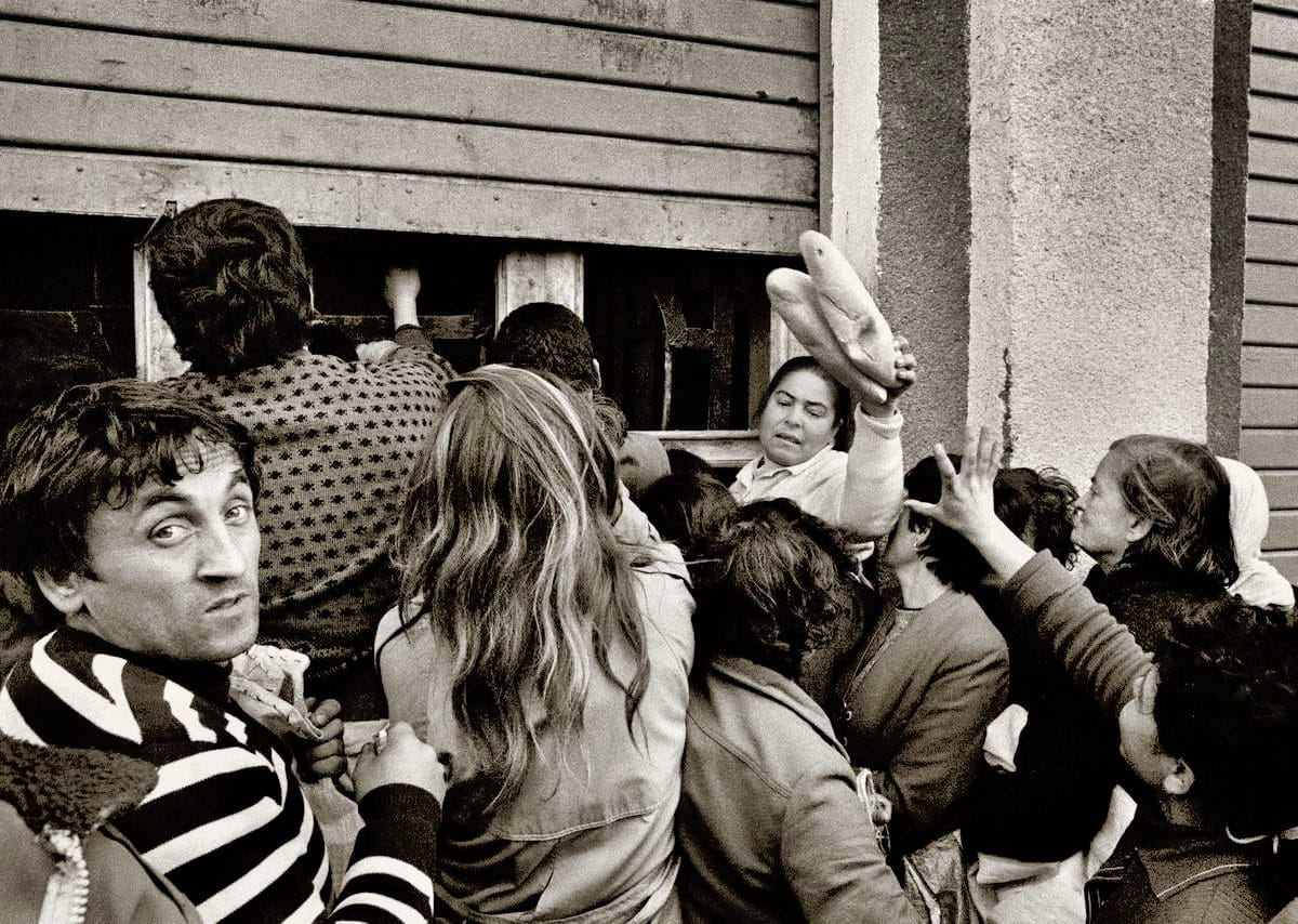 Bread lines in Tirana, Albania, just after the ouster of communist dictator Enver Hoxha, in 1991