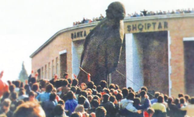 enver hoxha statue fall communism albania